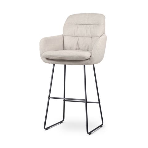 Nino-Mia barkruk beige - zwart onderstel - 75 cm