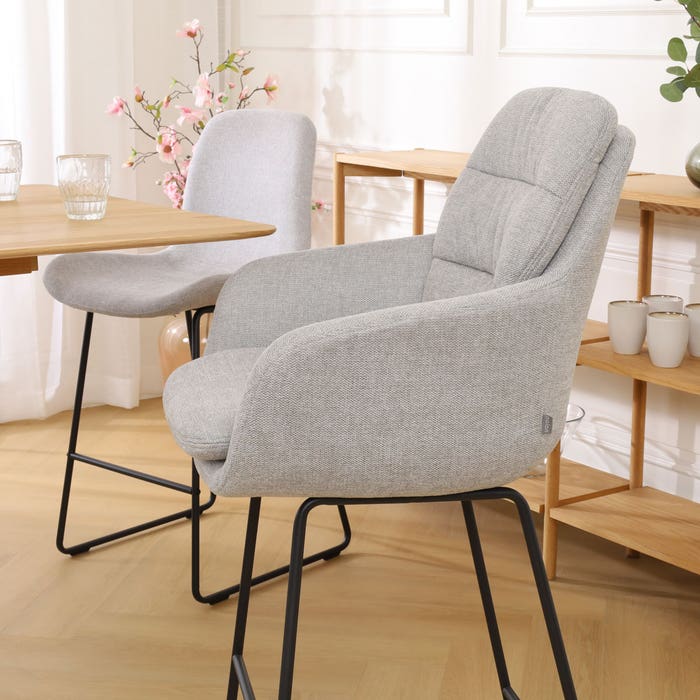 scandinavische barkruk met armleuning grijs - zwart onderstel - 65 cm Nino-Mia 