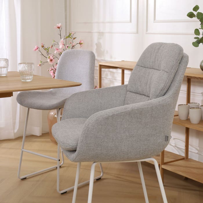 scandinavische barkruk met armleuning grijs - wit onderstel - 65 cm Nino-Mia 