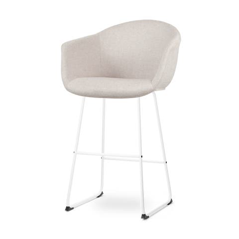 Nino-Otis barkruk beige - wit onderstel - 65 cm