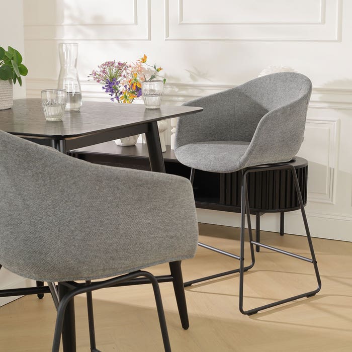 scandinavische barkruk donkergrijs - zwart onderstel - 75 cm Nino-Otis