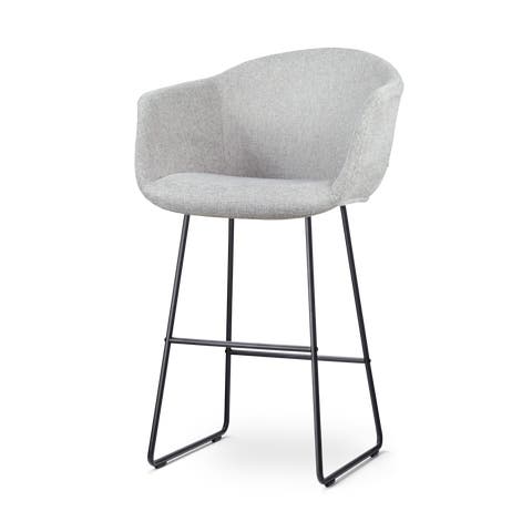 Nino-Otis barkruk lichtgrijs - zwart onderstel - 75 cm