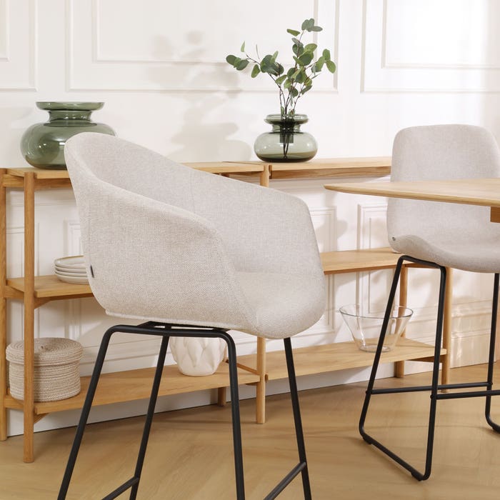 scandinavische barkruk beige - zwart onderstel - 75 cm Nino-Otis
