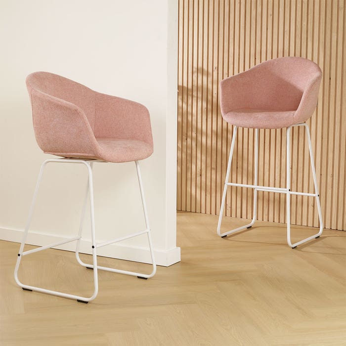 scandinavische barkruk zacht roze - wit onderstel - 65 cm Nino-Otis