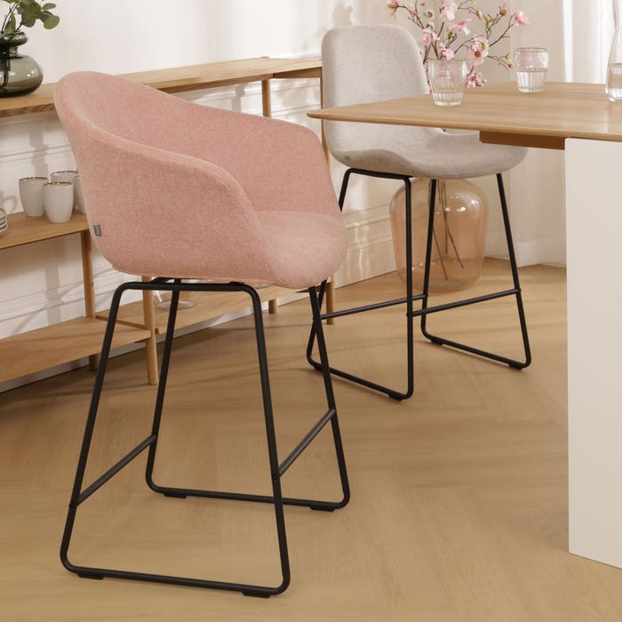 scandinavische barkruk zacht roze - zwart onderstel - 65 cm Nino-Otis