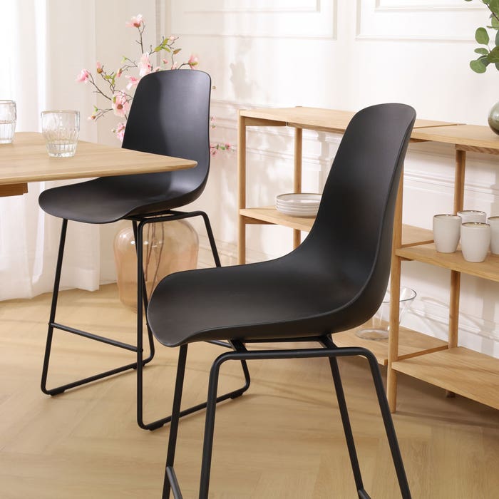 scandinavische barkruk zwart - zwart onderstel - 65 cm Nino-Pip
