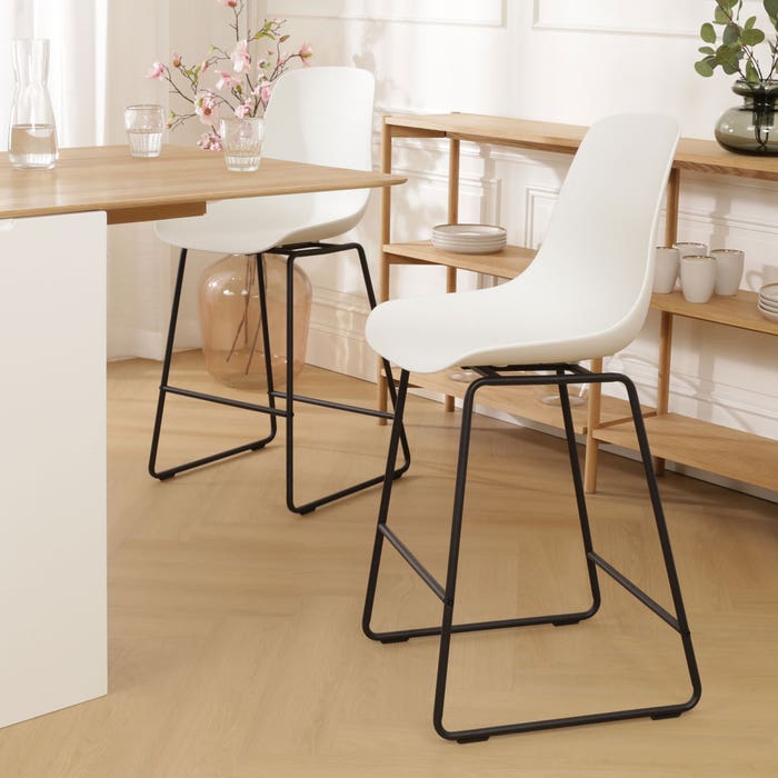 scandinavische barkruk wit - zwart onderstel - 75 cm Nino-Pip