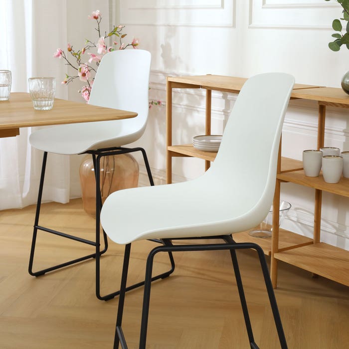 scandinavische barkruk wit - zwart onderstel - 65 cm Nino-Pip