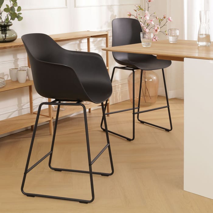 scandinavische barkruk zwart - zwart onderstel - 75 cm Nino-Puk 