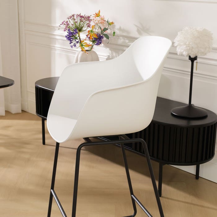 luxe hoge barkruk wit - zwart onderstel - 75 cm Nino-Puk 