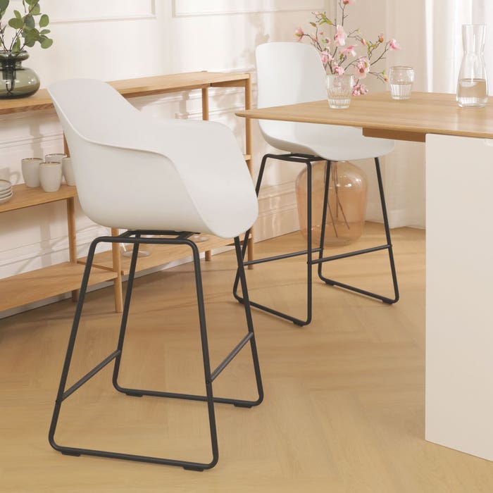 scandinavische barkruk wit - zwart onderstel - 75 cm Nino-Puk 