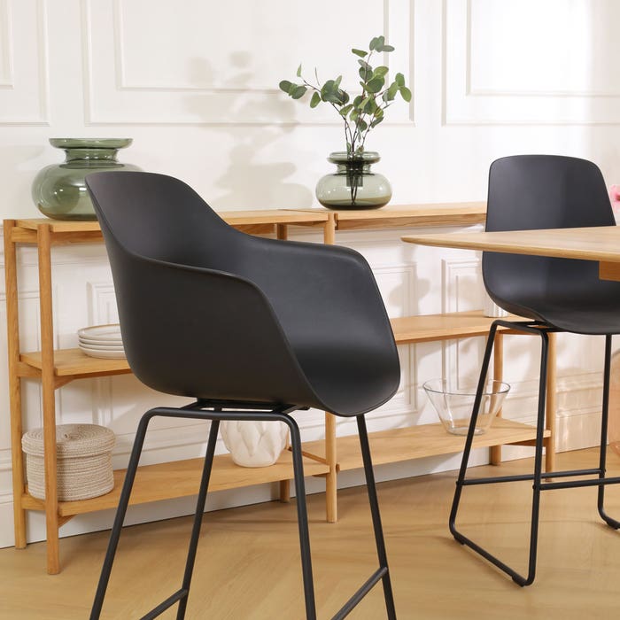 scandinavische barkruk zwart - zwart onderstel - 65 cm Nino-Puk 