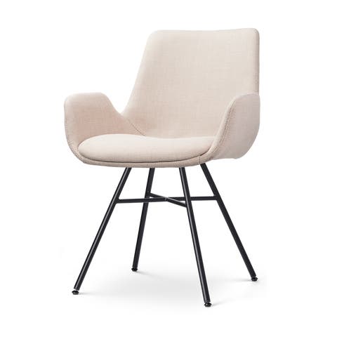 Noa-Eef eetkamerstoel beige - zwart onderstel