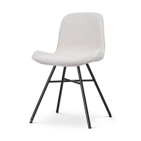 Noa-Fé eetkamerstoel bouclé beige - zwart onderstel