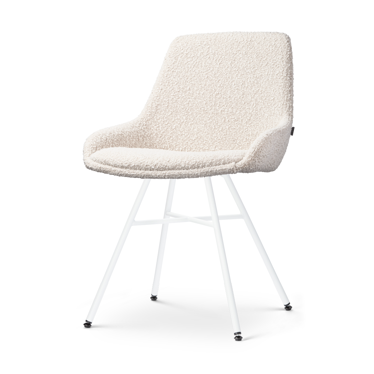 Noa-Isa eetkamerstoel bouclé beige - wit onderstel
