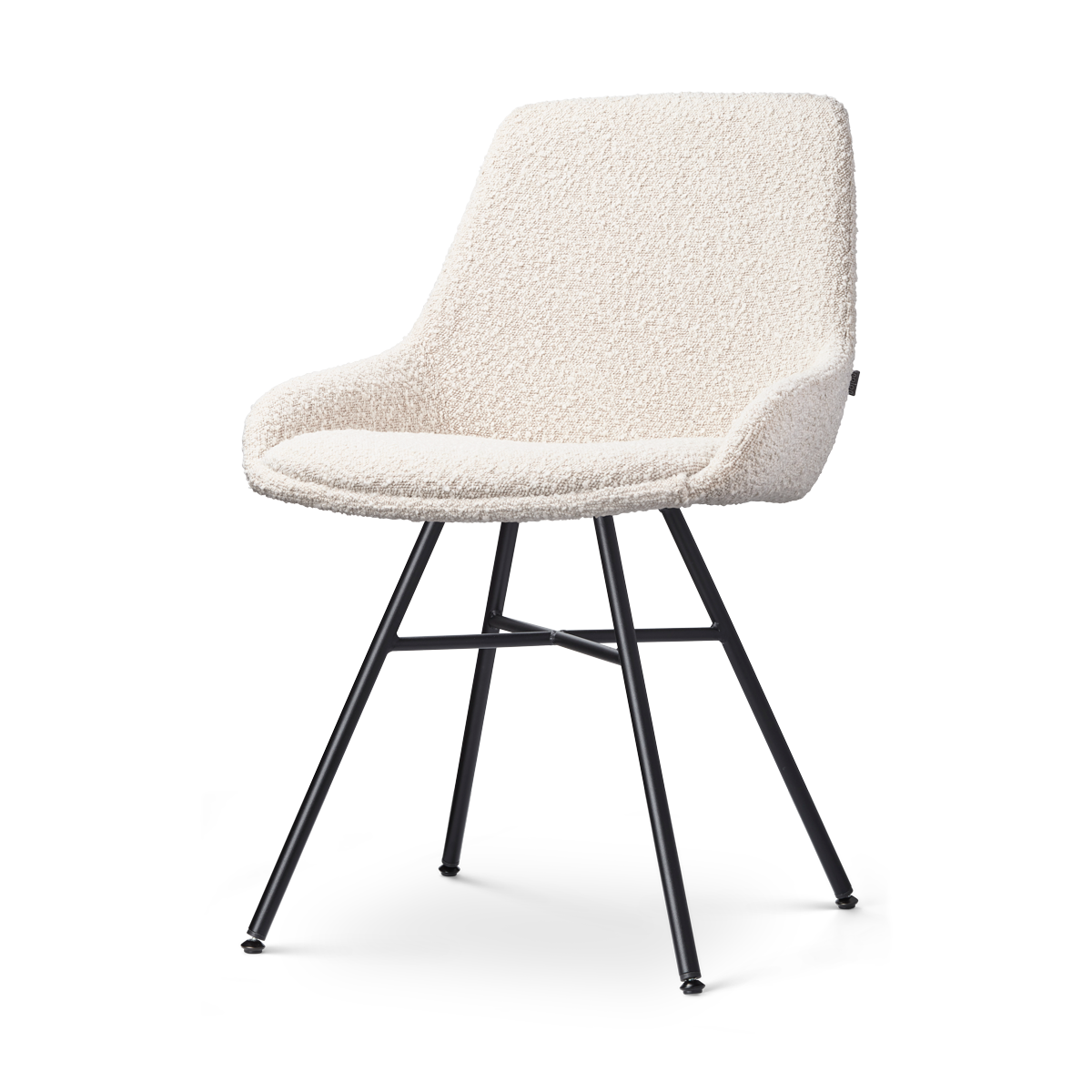 Noa-Isa eetkamerstoel bouclé beige - zwart onderstel