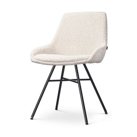 Noa-Isa eetkamerstoel bouclé beige - zwart onderstel