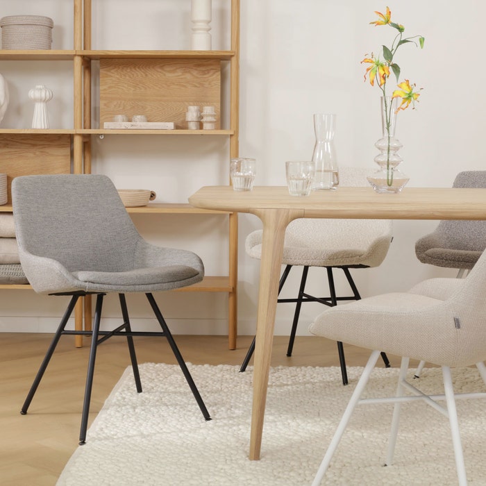 design eetkamerstoel warm grijs - wit onderstel Noa-Isa 