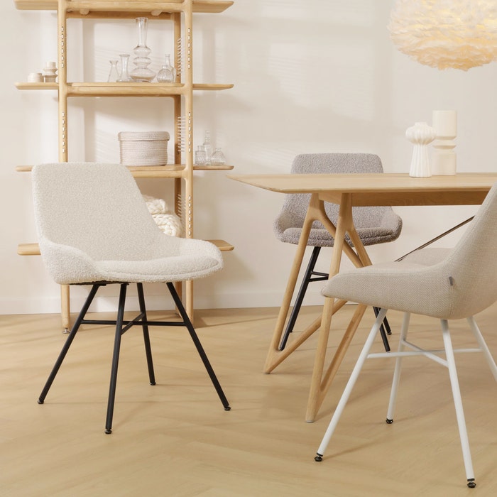 design  eetkamerstoel bouclé beige - zwart onderstel Noa-Isa 