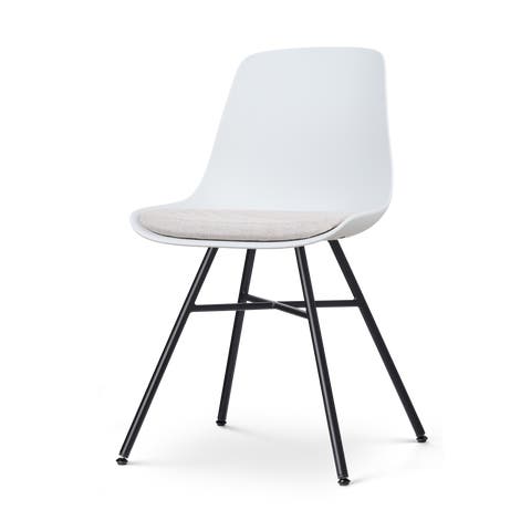 Noa-Liv eetkamerstoel wit met beige zitkussen - zwart onderstel
