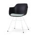 Noa-Liz eetkamerstoel zwart met zacht groen zitkussen - wit onderstel
