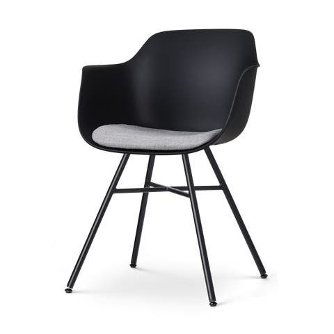 Noa-Liz eetkamerstoel zwart met lichtgrijs zitkussen - zwart onderstel