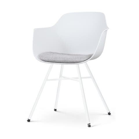 Noa-Liz eetkamerstoel wit met lichtgrijs zitkussen - wit onderstel