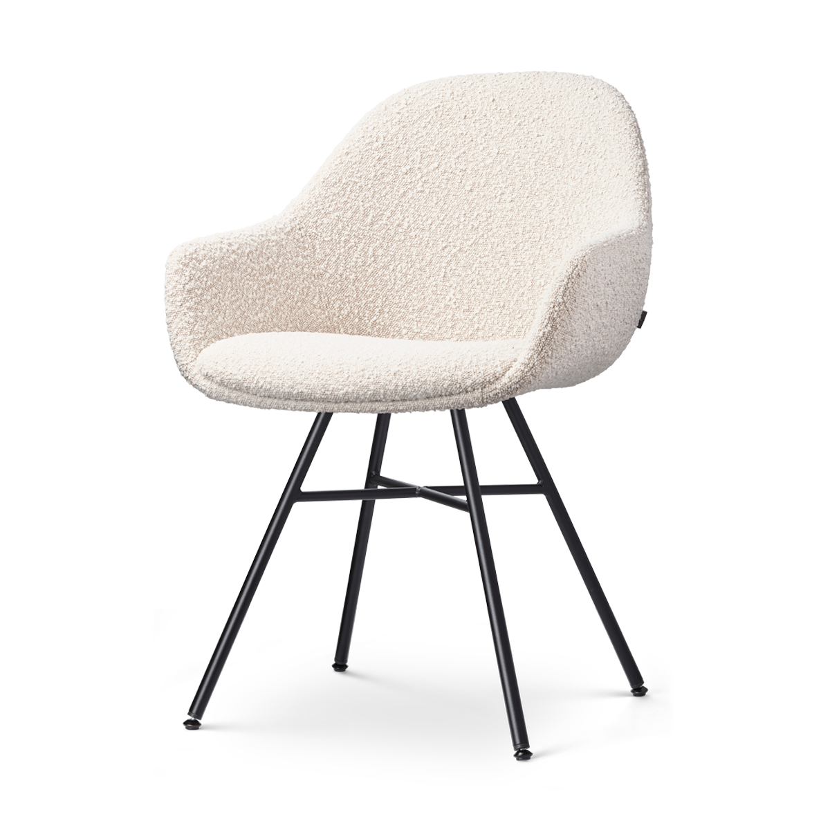 Noa-Mae eetkamerstoel bouclé beige - zwart onderstel