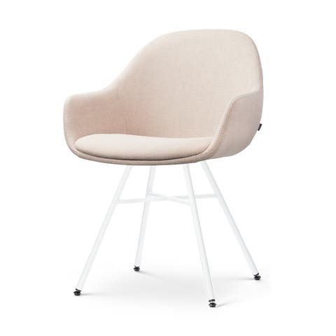 Noa-Mae eetkamerstoel beige - wit onderstel