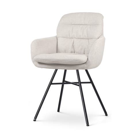 Noa-Mia eetkamerstoel beige - zwart onderstel