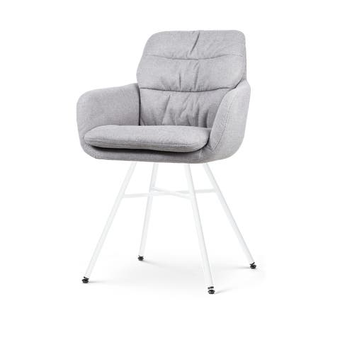 Noa-Mia eetkamerstoel grijs - wit onderstel