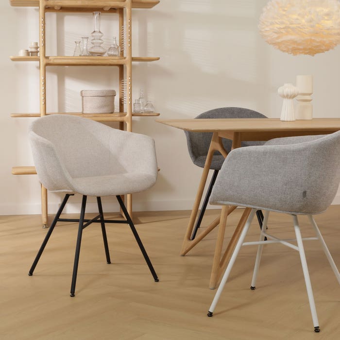 collectie eetkamerstoel Noa-Otis eetkamerstoel cottonbeige - wit onderstel