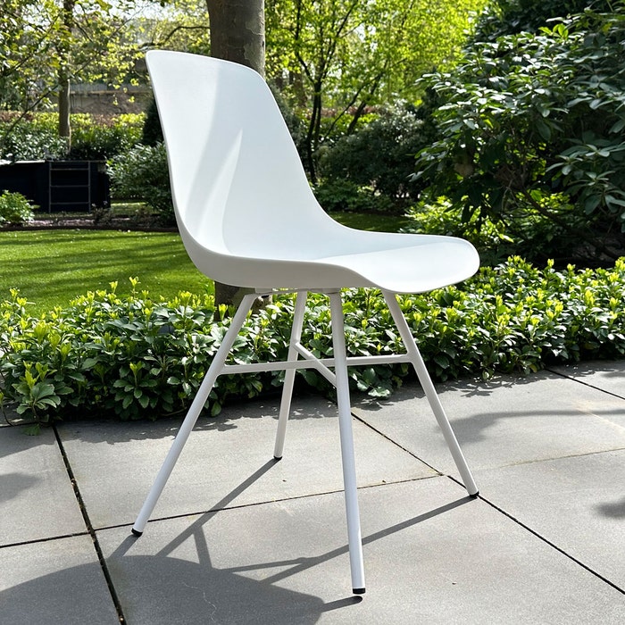 Noa-Pip kunststof tuinstoel wit - wit onderstel - terrasstoel - plastic - buiten - balkon - lichtgewicht - dining - zonder armleuning - zonder kussen
