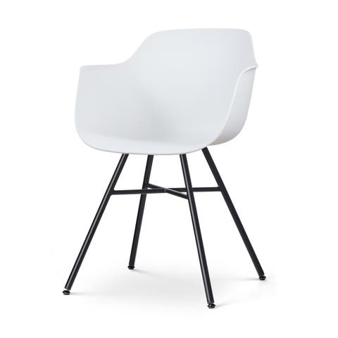 Noa-Puk eetkamerstoel wit - zwart onderstel