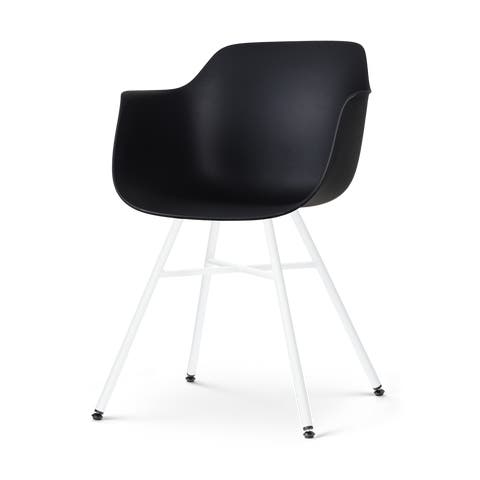 Noa-Puk eetkamerstoel zwart - wit onderstel