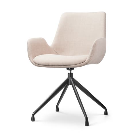 Nola-Eef draaibare eetkamerstoel beige - zwart onderstel