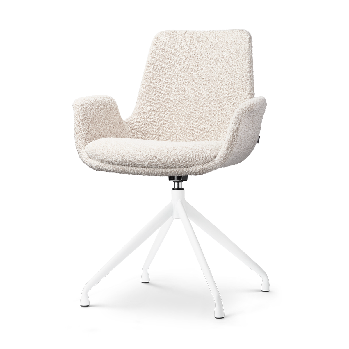 Nola-Eef draaibare eetkamerstoel bouclé beige - wit onderstel