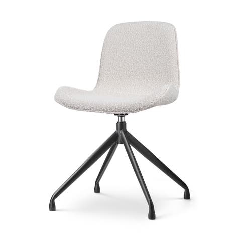 Nola-Fé draaibare eetkamerstoel bouclé beige - zwart onderstel