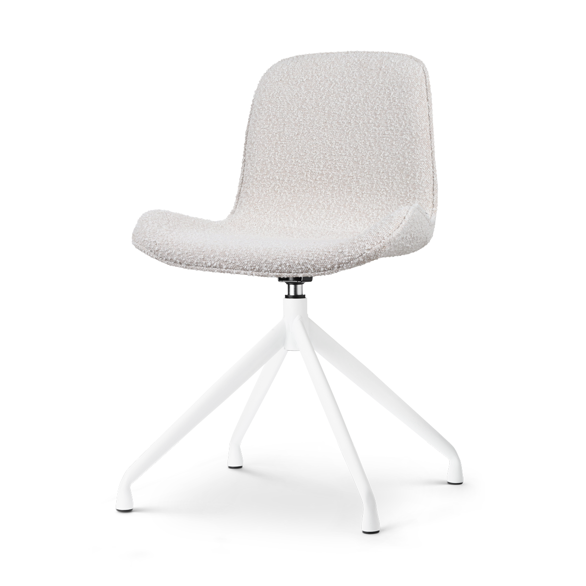 Nola-Fé draaibare eetkamerstoel bouclé beige  - wit onderstel