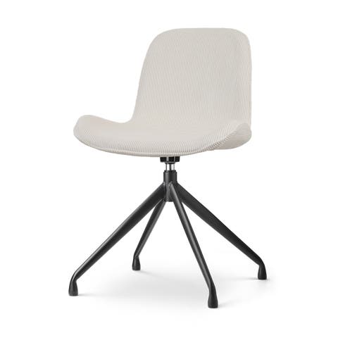 Nola-Fé draaibare eetkamerstoel rib creme - zwart onderstel