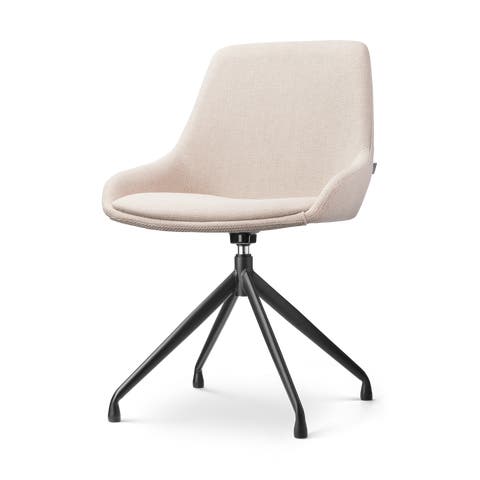 Nola-Isa draaibare eetkamerstoel beige - zwart onderstel