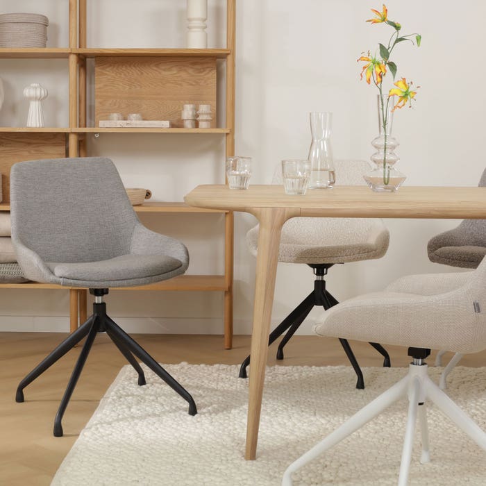 design draaibare eetkamerstoel warm grijs - wit onderstel Nola-Isa 