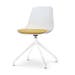 Nola-Liv draaibare eetkamerstoel wit met okergeel zitkussen - wit onderstel