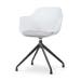Nola-Liz draaibare eetkamerstoel wit met lichtgrijs zitkussen - zwart onderstel