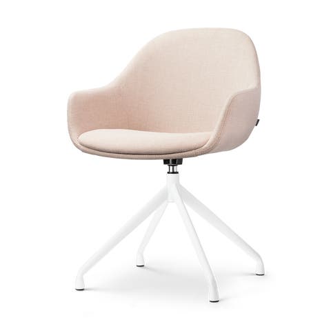 Nola-Mae draaibare eetkamerstoel beige - wit onderstel
