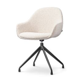 Nola-Mae draaibare eetkamerstoel bouclé beige - zwart onderstel