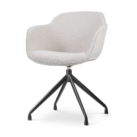 Nola-Mare draaibare eetkamerstoel bouclé beige - zwart onderstel