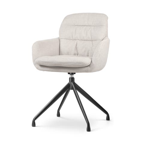 Nola-Mia draaibare eetkamerstoel beige - zwart onderstel