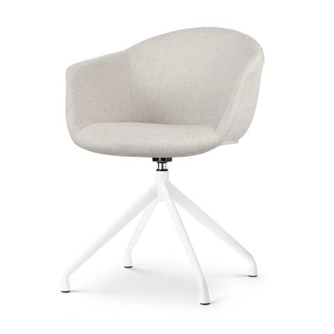 Nola-Otis draaibare eetkamerstoel beige - wit onderstel