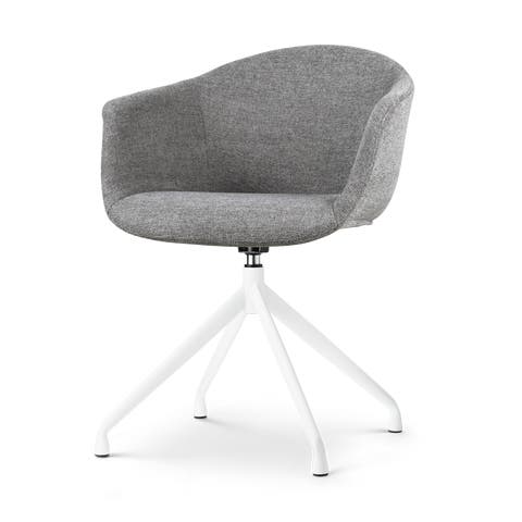 Nola-Otis draaibare eetkamerstoel donkergrijs - wit onderstel